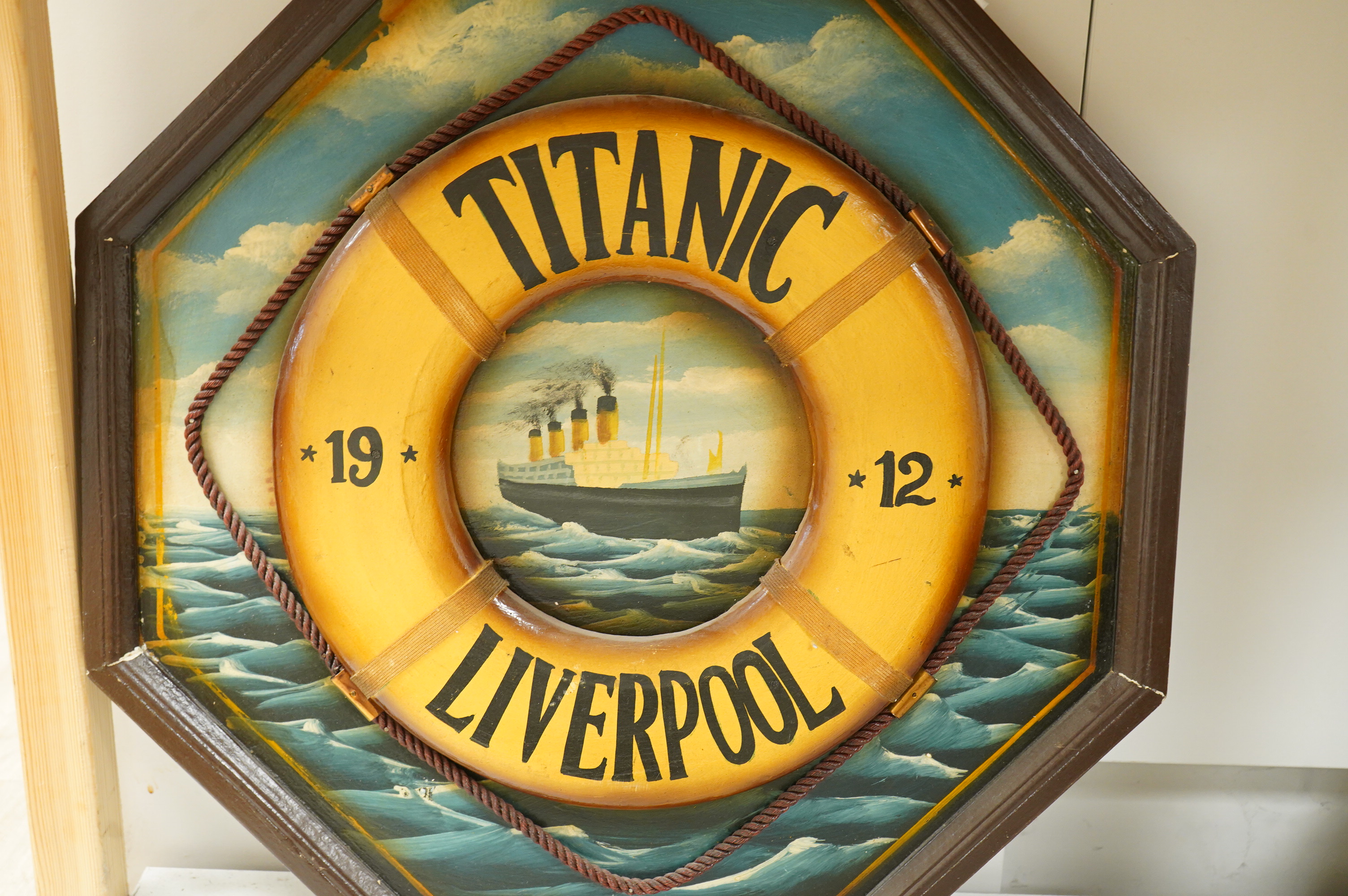 A modern painted plaque of 'Liverpool Titanic'